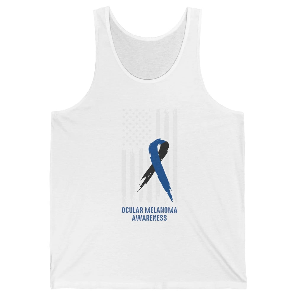 Ocular Melanoma Awareness Ribbon No One Fight Alone US Flag Unisex Jersey Tank