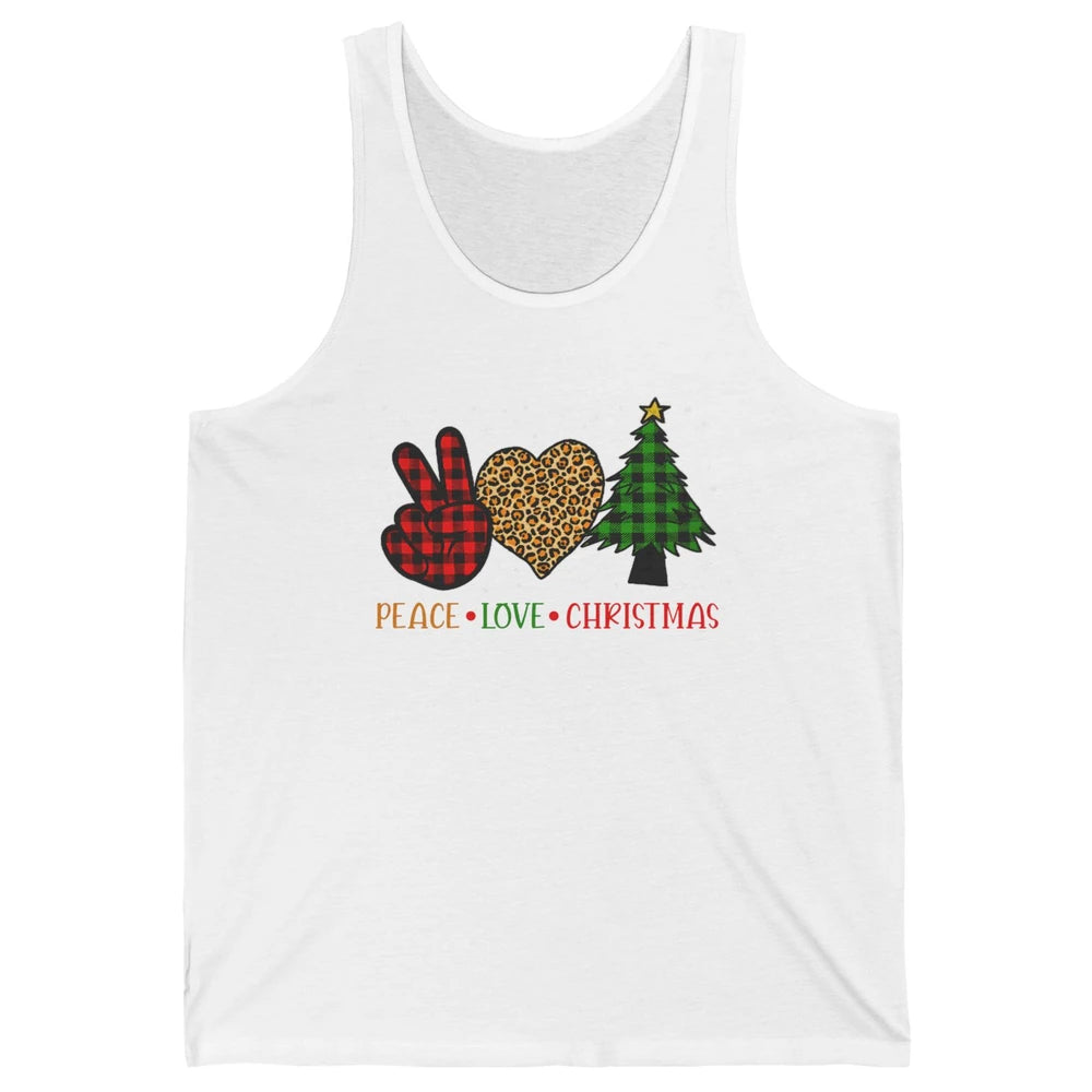 Peace Love Christmas Cute Christmas Heart Plaid Xmas Gift Unisex Jersey Tank