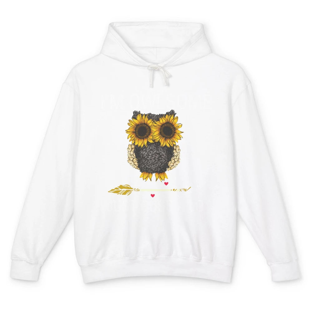 Owl Sunflower I’m Owlsome I Just Cuss A Lot Owl Lovers Gift Unisex Lightweight Hoodie