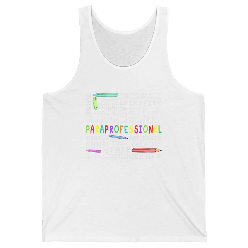 Paraprofessional Word Typography Encourage Inspire Para Life Unisex Jersey Tank