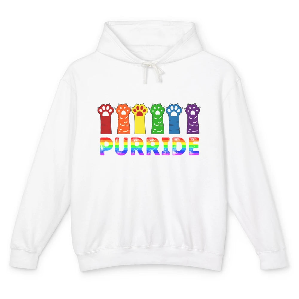 Purride Funny Cat Lover LGBT Pride Awareness Gift LGBT Month Unisex Lightweight Hoodie