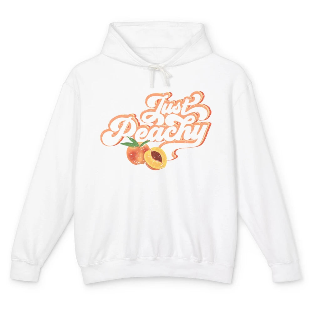 Retro Just Peachy Retro 70s Georgia Peaches Summer Fruit Unisex Lightweight Hoodie