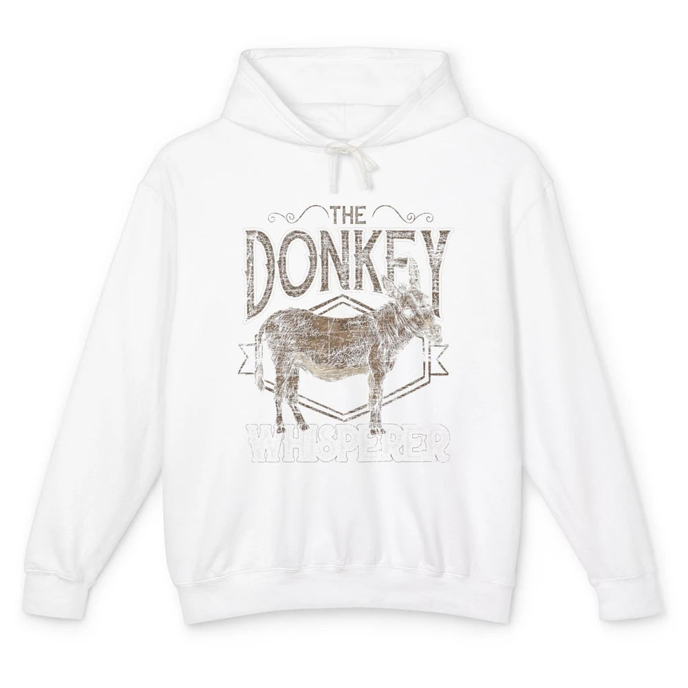 Retro Donkey Whisperer Farming Life Farm Animal Funny Donkey Unisex Lightweight Hoodie