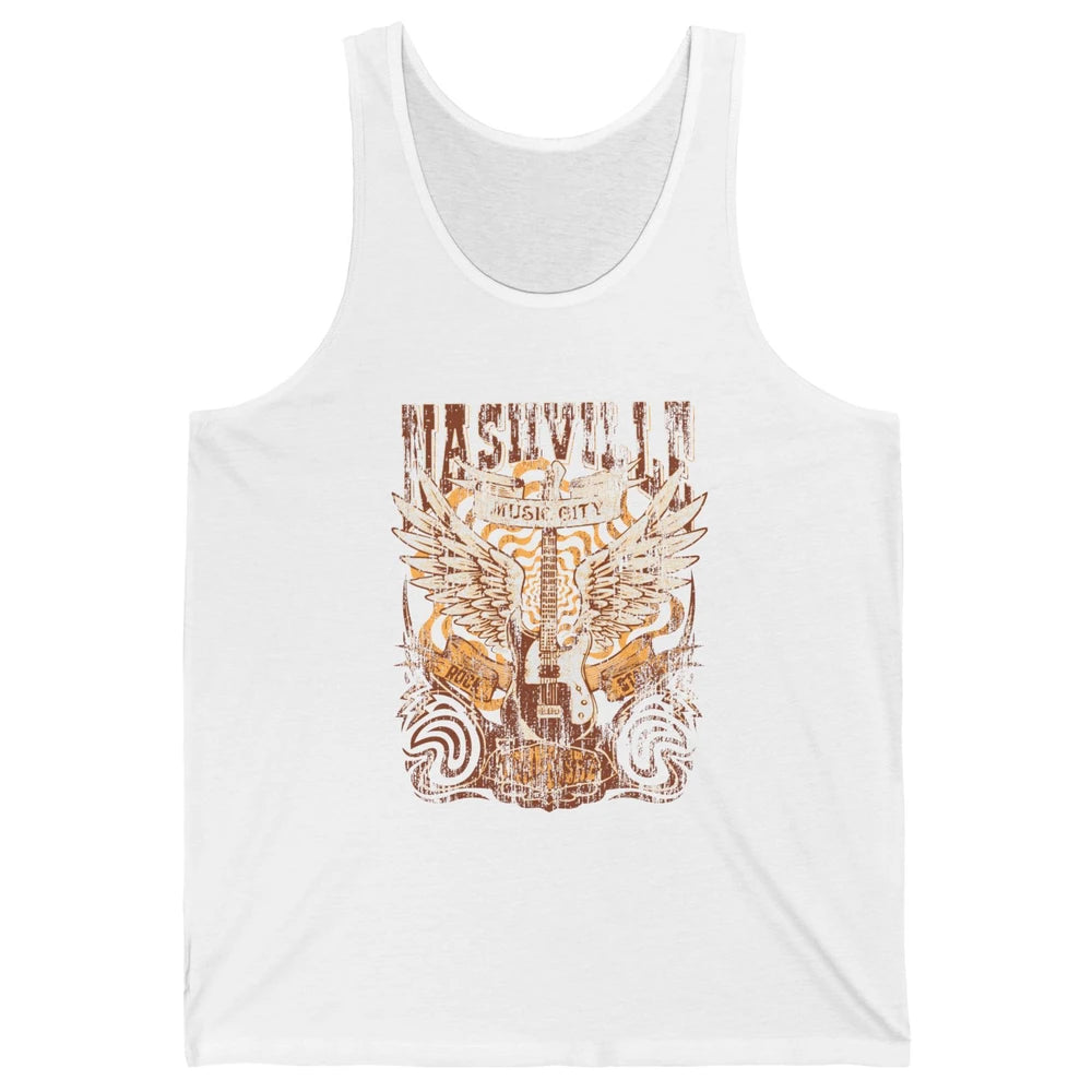Retro Guitar Nashville Music City Western Country Music Unisex Jersey Tank