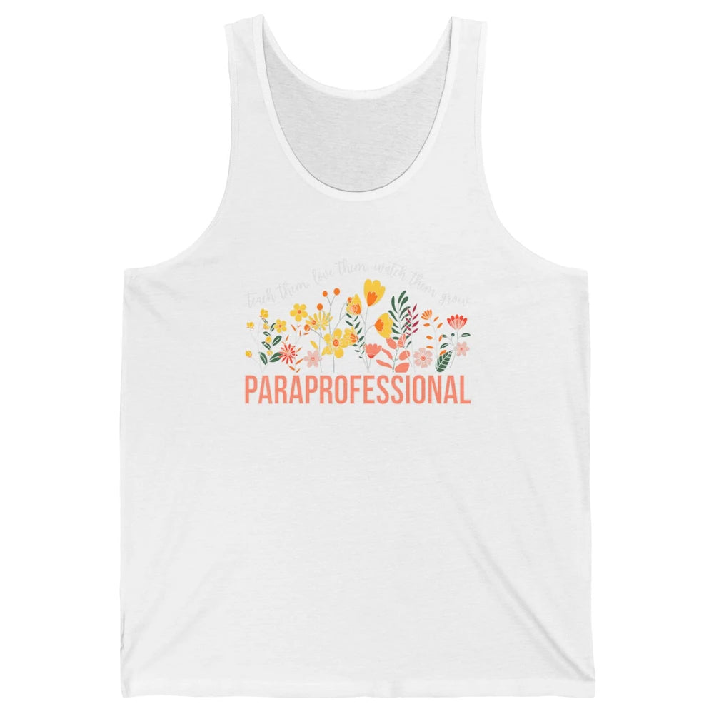 Para Teacher Teach Love Student Wildflower Paraprofessional Unisex Jersey Tank