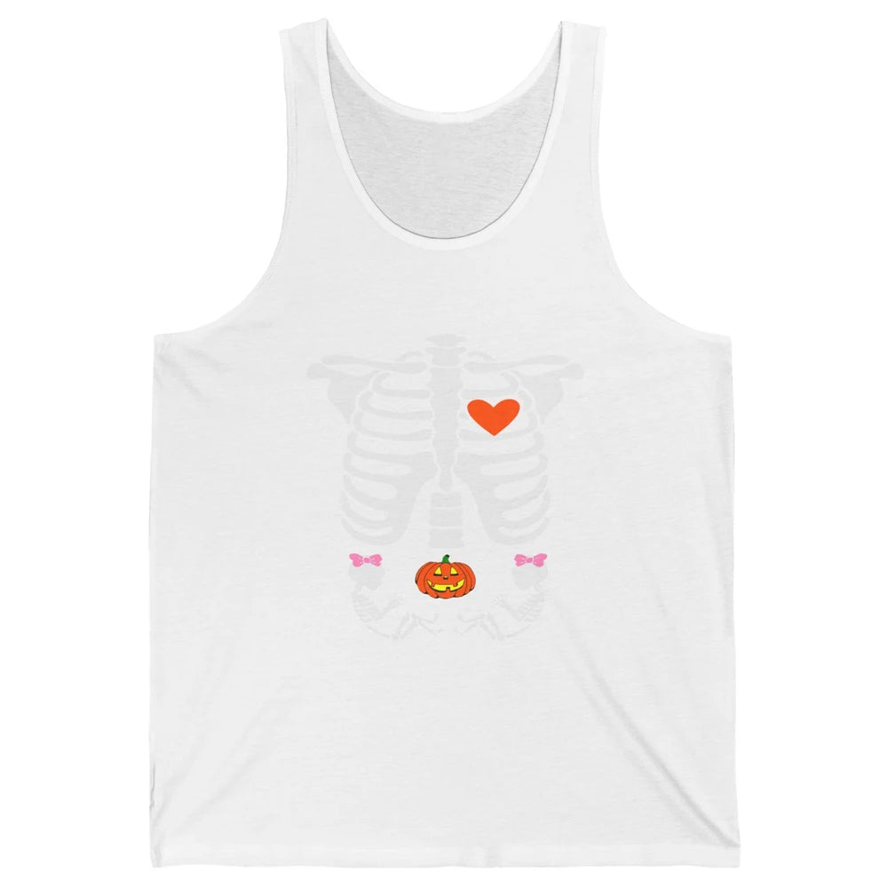Pregnant Halloween Skeleton Baby Twins Witch Pumpkin Costume Unisex Jersey Tank