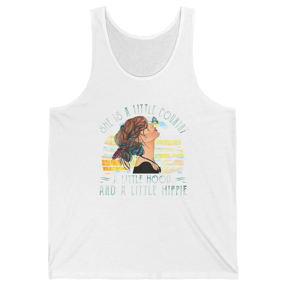 Retro Hippie Girl She's A Little Country A Little Hood Peace Unisex Jersey Tank