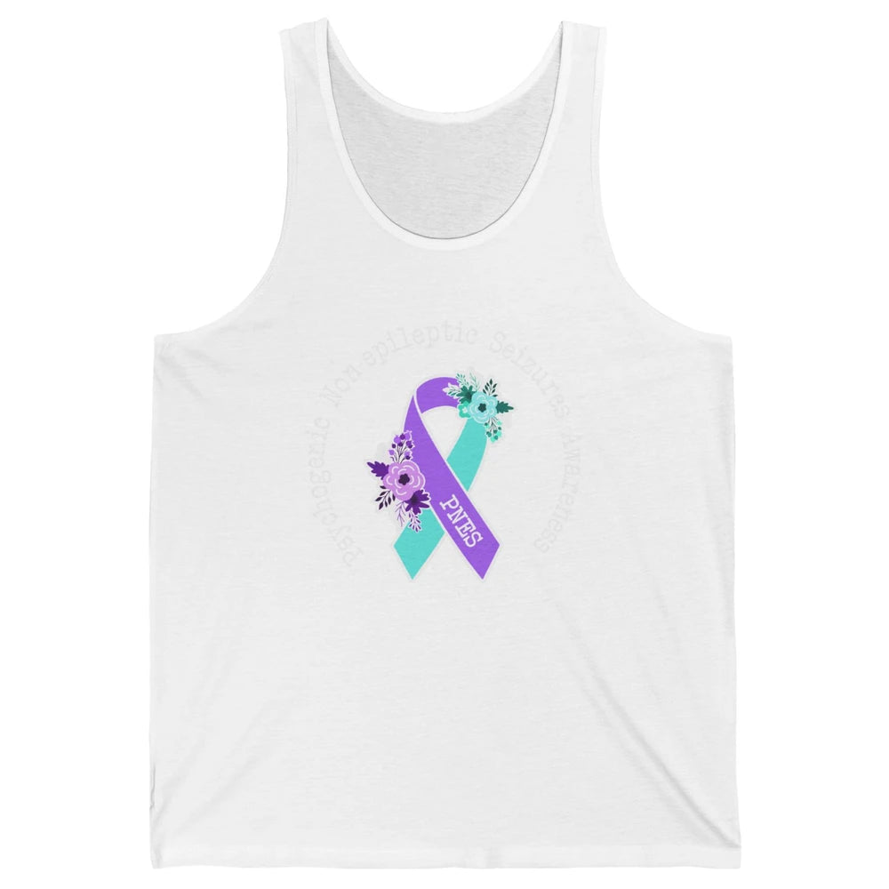 Psychogenic Non-epileptic Seizures PNES Purple Teal Ribbon Unisex Jersey Tank