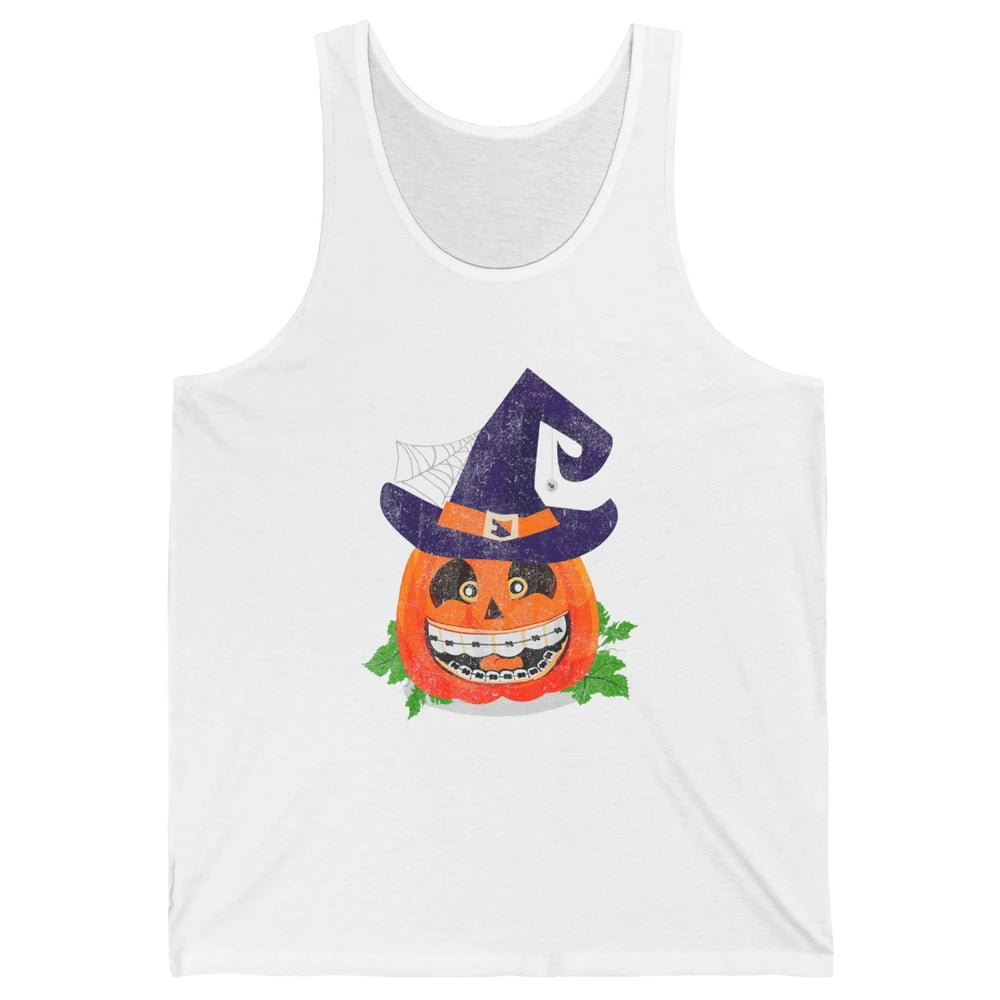 Pumpkin Witch Teeth Braces Dental Dentist Halloween Spooky Unisex Jersey Tank