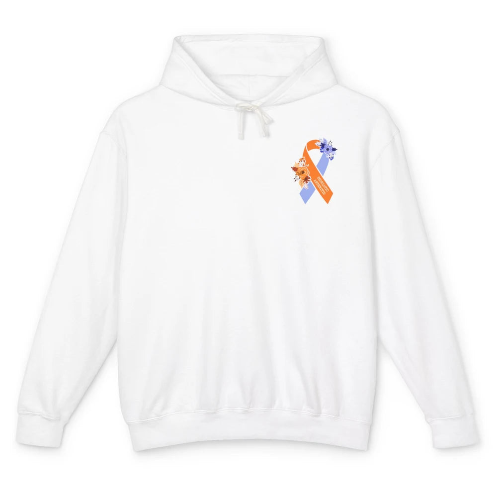 Psoriatic Arthritis Awareness PsA Floral Blue Orange Ribbon Unisex Lightweight Hoodie
