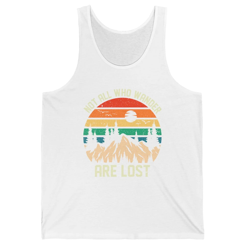 Retro Mountain Sunset Camping Not All Who Wander Are Lost Unisex Jersey Tank