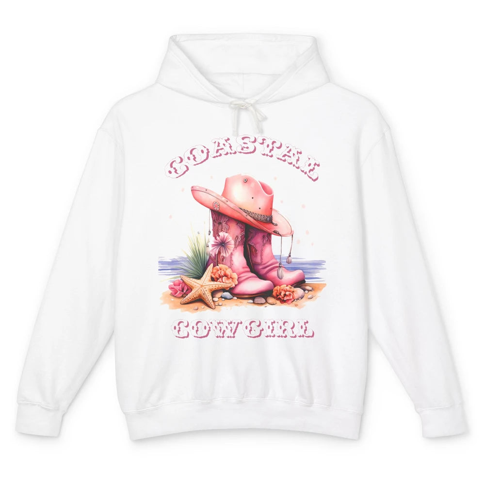 Retro Cowgirl Boots Coastal Cowgirl Western Country Beach Unisex Lightweight Hoodie