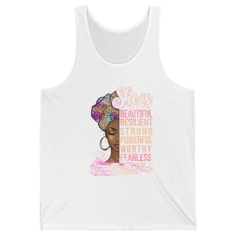 Afro Woman Strong Than Storm Melanin African American Woman Unisex Jersey Tank