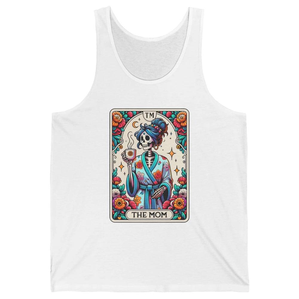 Retro Floral Skeleton The Mom Tarot Card Halloween Mom Life Unisex Jersey Tank