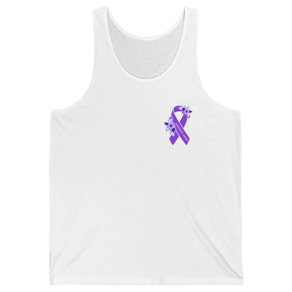 Pancreatic Cancer Awareness Floral Purple Ribbon Rainbow Unisex Jersey Tank