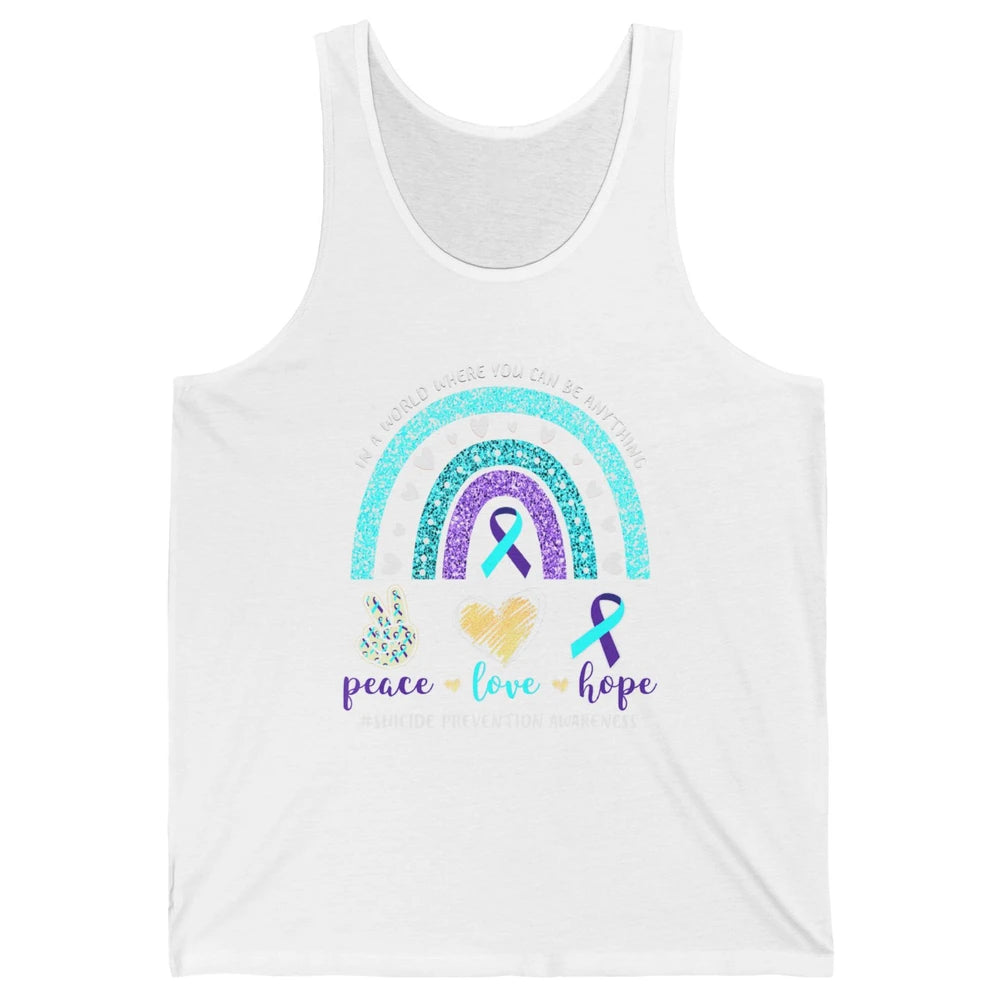Peace Hope Love Rainbow Suicide Prevention Awareness Month Unisex Jersey Tank