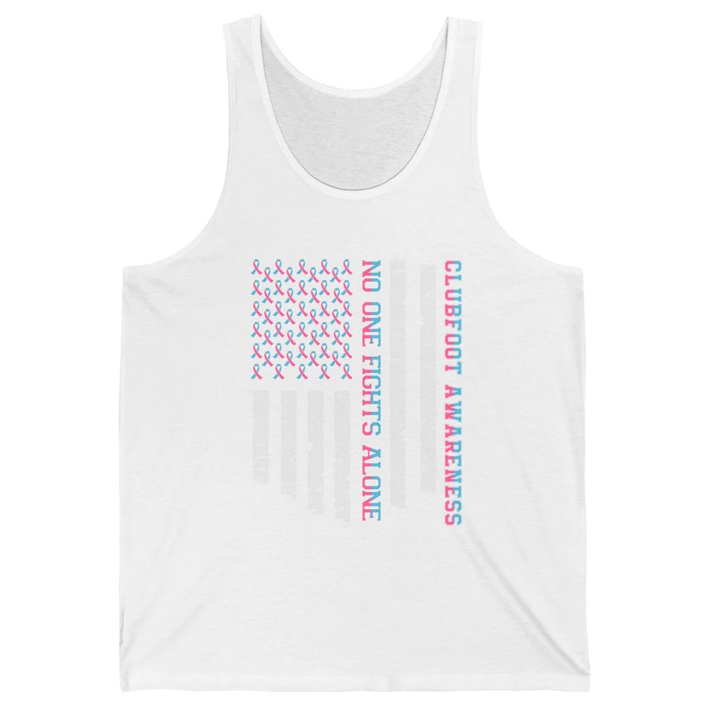 Retro Clubfoot Awareness Ribbon No One Fight Alone US Flag Unisex Jersey Tank