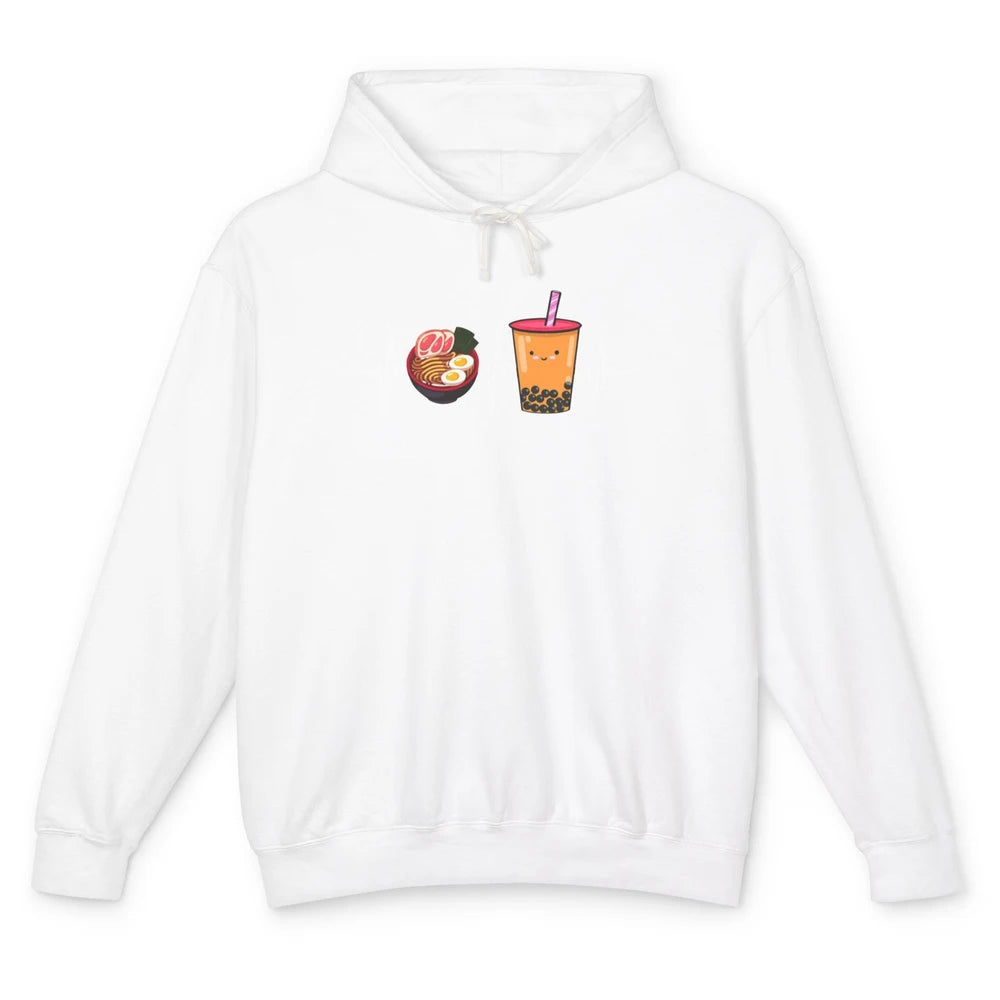 Ramen And Bubble Tea Lovers Heartbeat Japanese Food Kawaii Unisex Lightweight Hoodie