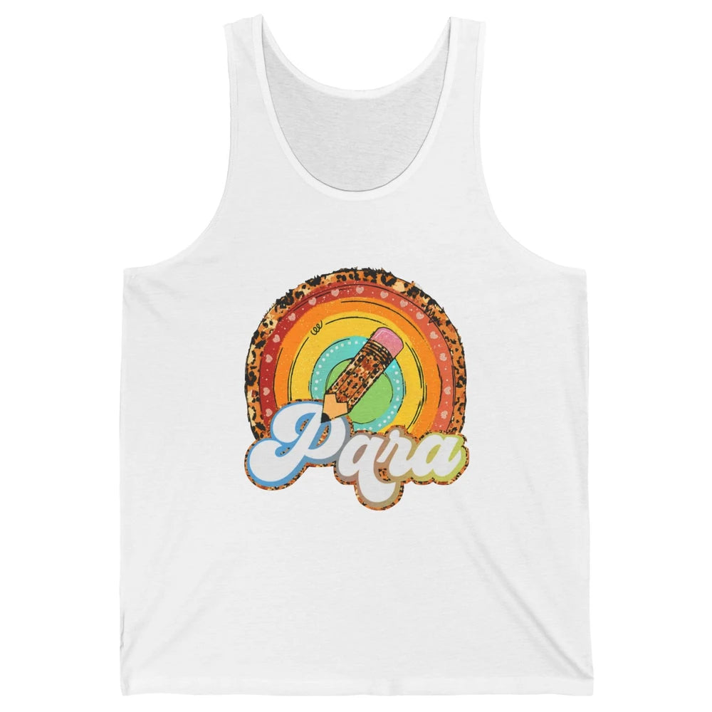 Retro Leopard Rainbow Paraprofessional Teacher Para Squad Unisex Jersey Tank