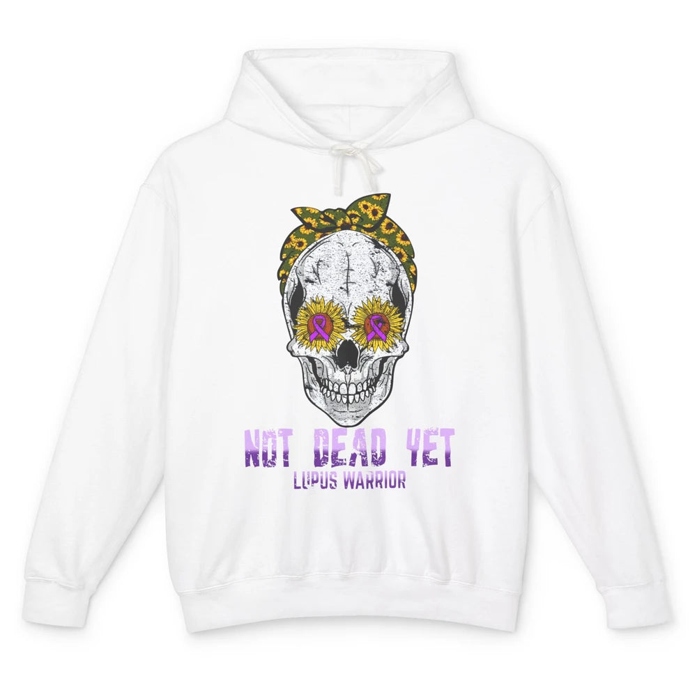 Not Dead Yet Skull Lupus Awareness Funny Sunflower Skeleton Unisex Lightweight Hoodie