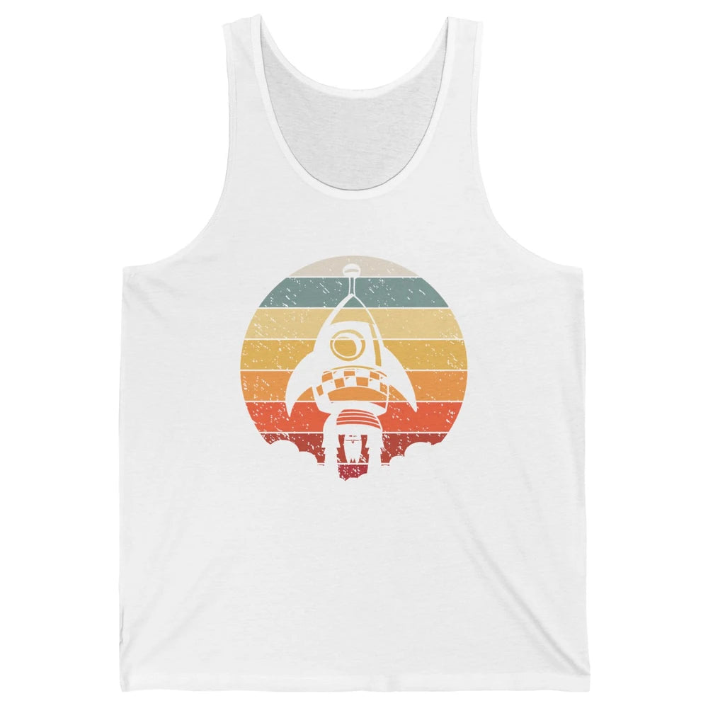 Retro Astronaut Spaceship Spacecraft Spaceman Rocket Launch Unisex Jersey Tank