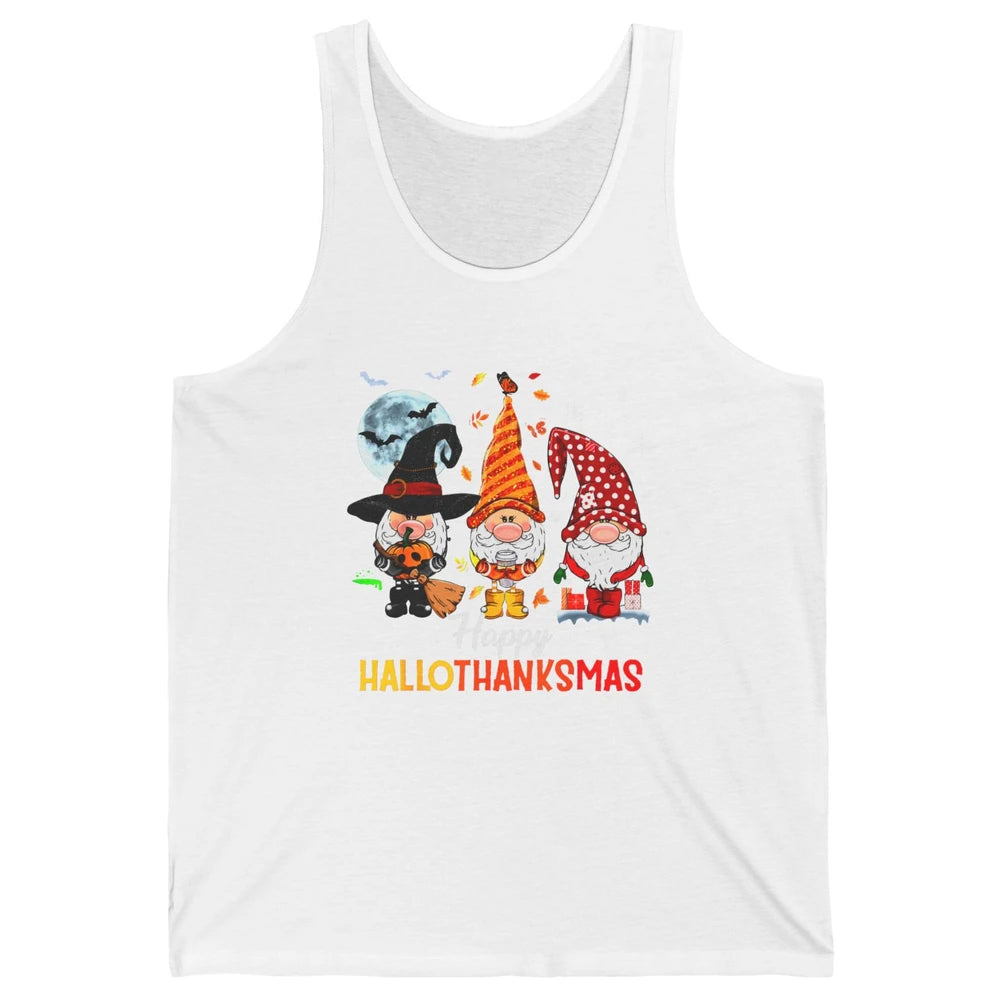 Funny Pumpkin Gnomes Hallo-thank-mas Thanksgiving Christmas Unisex Jersey Tank