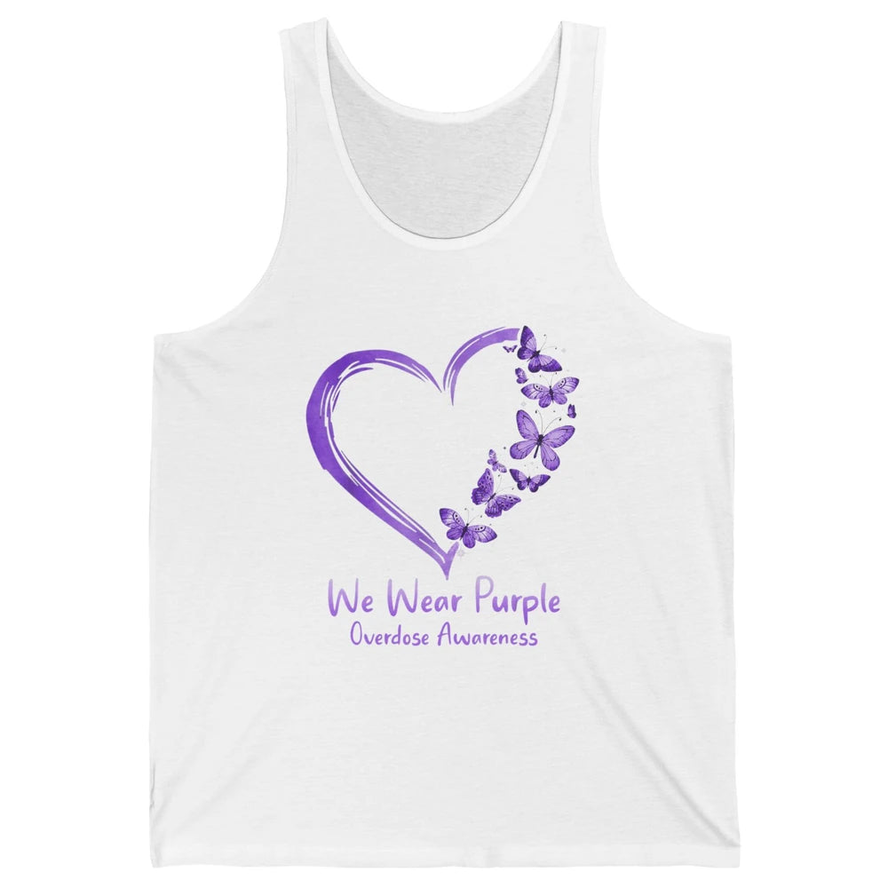 Overdose Awareness Month Love Purple Butterfly Heart Warrior Unisex Jersey Tank