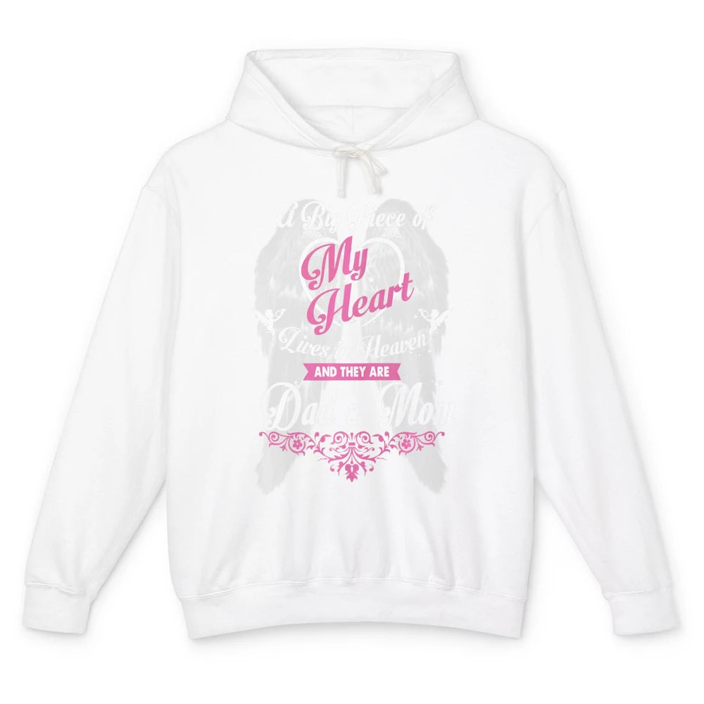 Parents Heaven Dad And Mom In Heaven Angel Wings Guardian Unisex Lightweight Hoodie