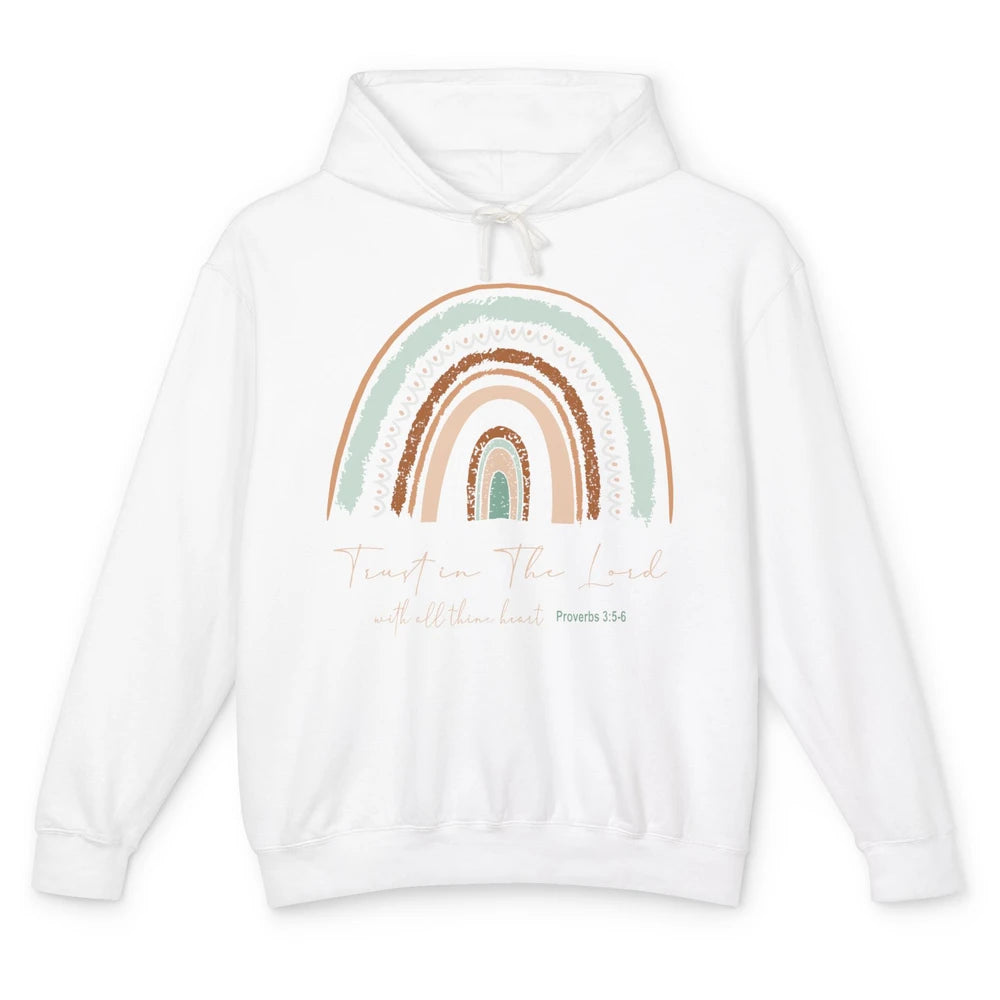 Rainbow Trust In The Lord With All Heart Christian Religious Unisex Lightweight Hoodie
