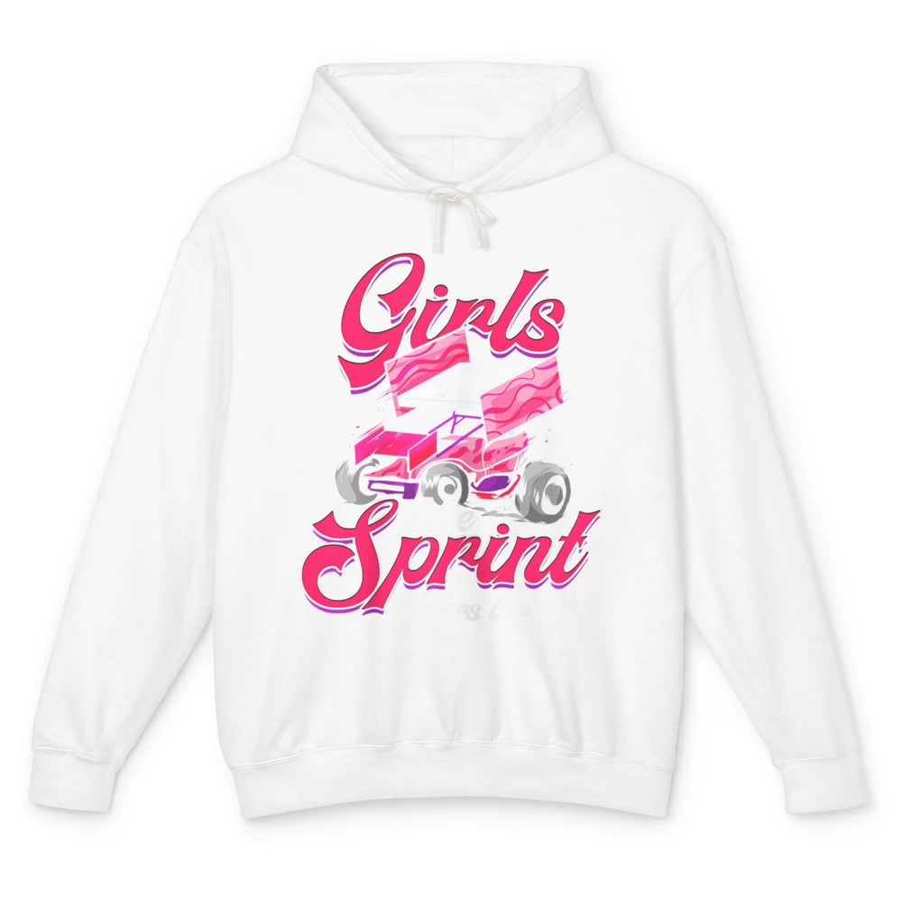 Racing Dirt Track Girls Like Sprint Car Too Race Truck Retro Unisex Lightweight Hoodie