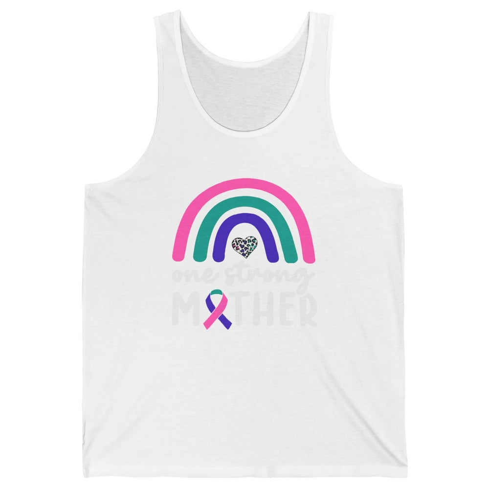 One Strong Mother Teal Rainbow Warrior Thyroid Cancer Month Unisex Jersey Tank