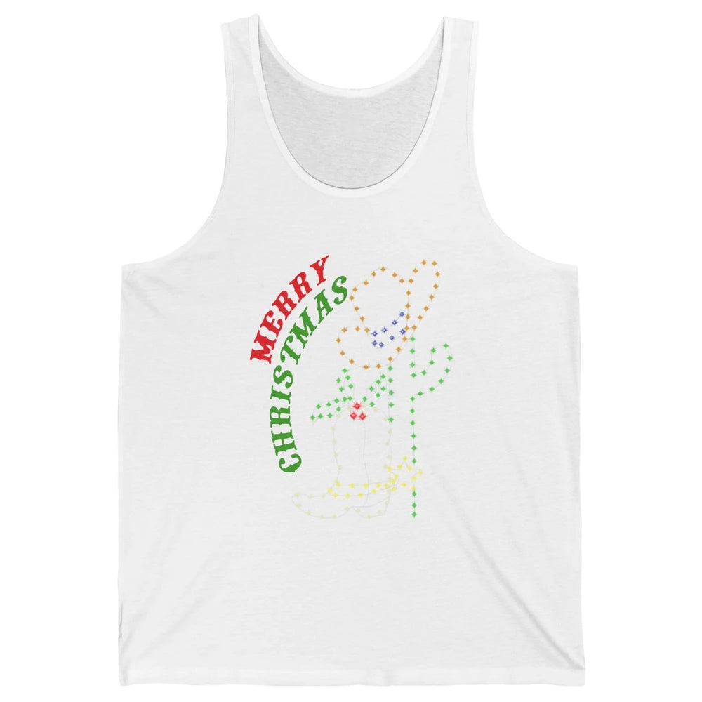 Retro Cowboy Merry Christmas Western Country Cowgirl Costume Unisex Jersey Tank