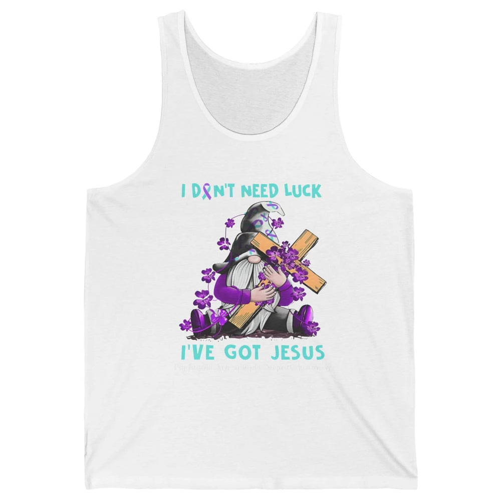 PNES Awareness Gnome I Don't Need Luck I've Got Jesus Faith Unisex Jersey Tank