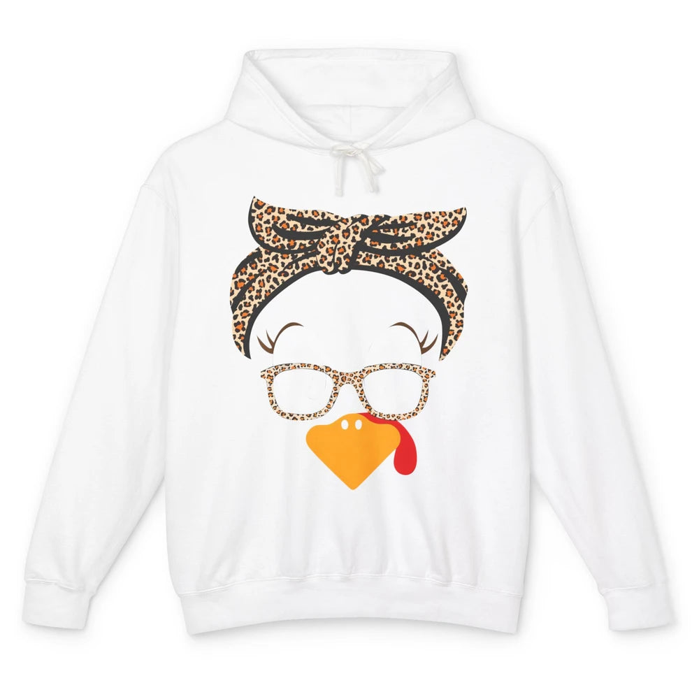 Cute Turkey Mom Leopard Glasses Thanksgiving Fall Turkey Day Unisex Lightweight Hoodie
