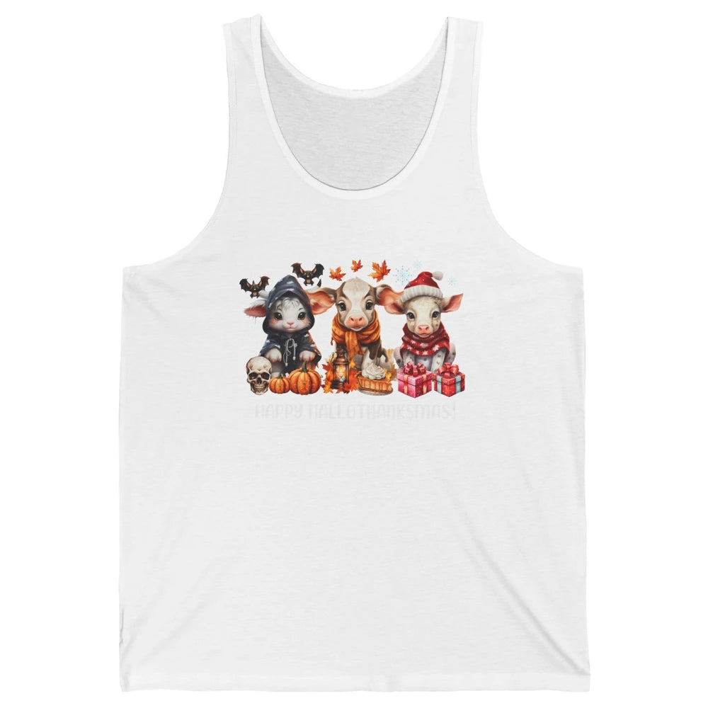 Retro Farm Baby Cow Happy Hallo-thank-mas Thanksgiving Xmas Unisex Jersey Tank