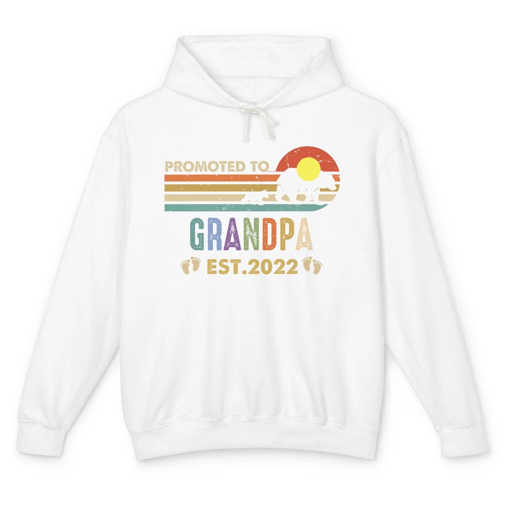 Retro Bear Sunset Promoted To Grandpa Est 2022 Grandpa Gift Unisex Lightweight Hoodie