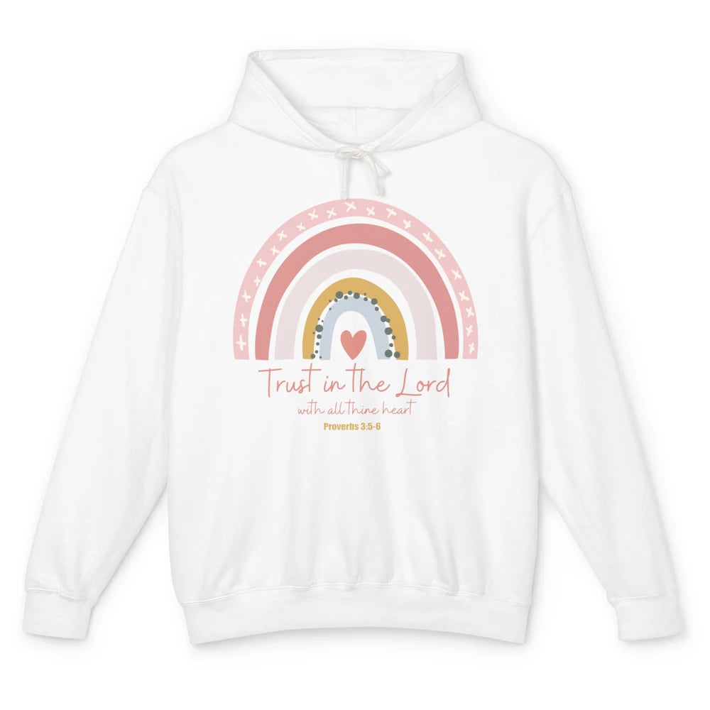 Rainbow Trust In The Lord With All Heart Christian Religious Unisex Lightweight Hoodie