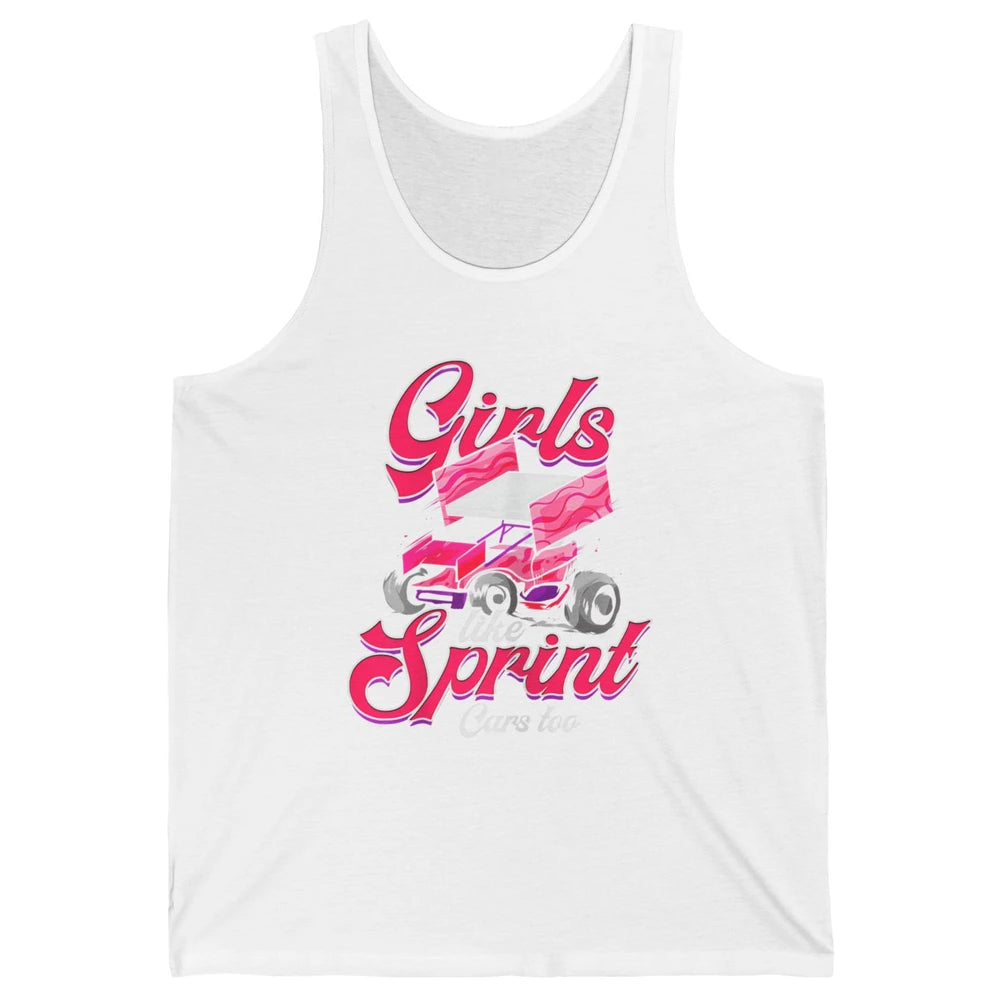 Racing Dirt Track Girls Like Sprint Car Too Race Truck Retro Unisex Jersey Tank