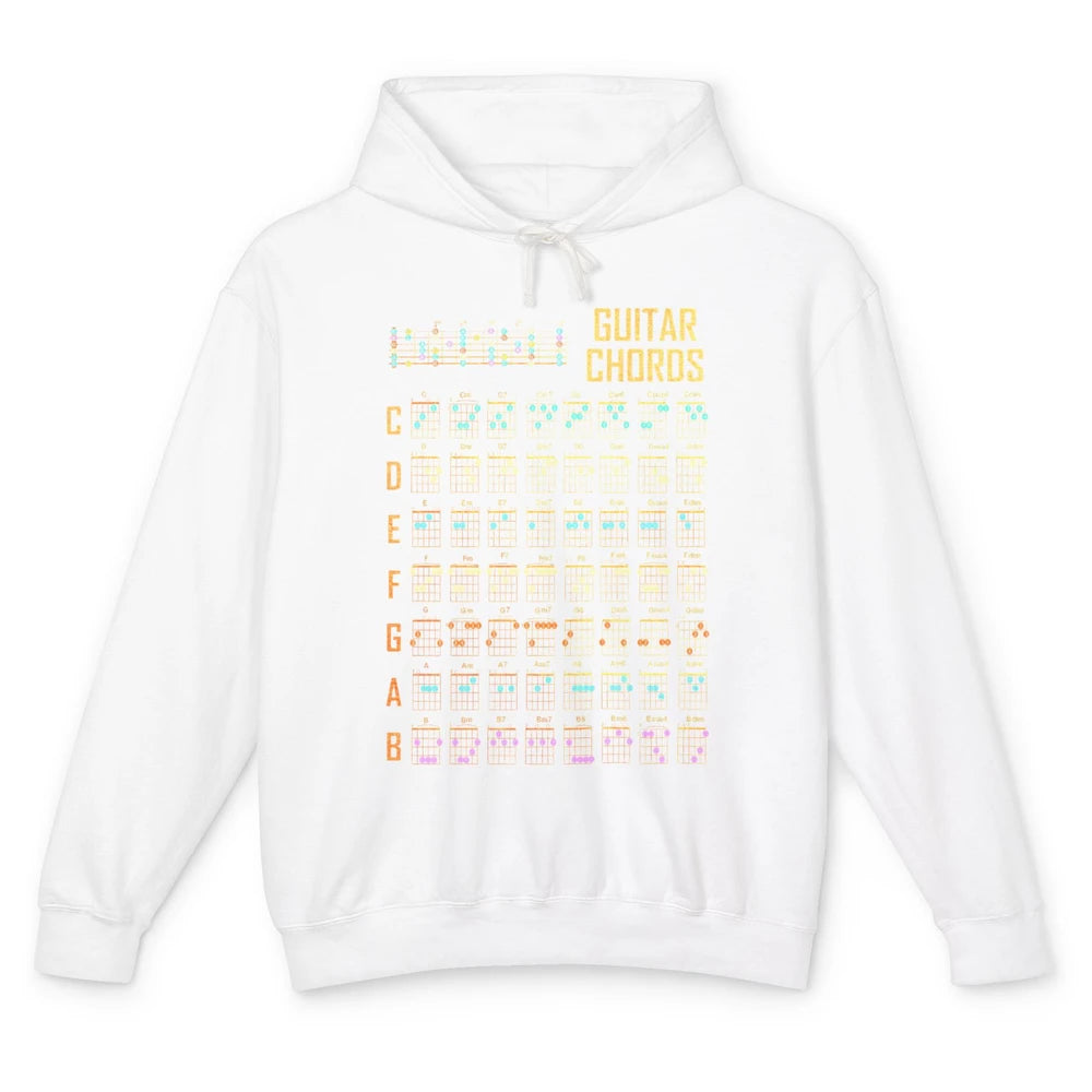 Music Art Guitar Chords Retro Guitarist Play Guitar Musician Unisex Lightweight Hoodie