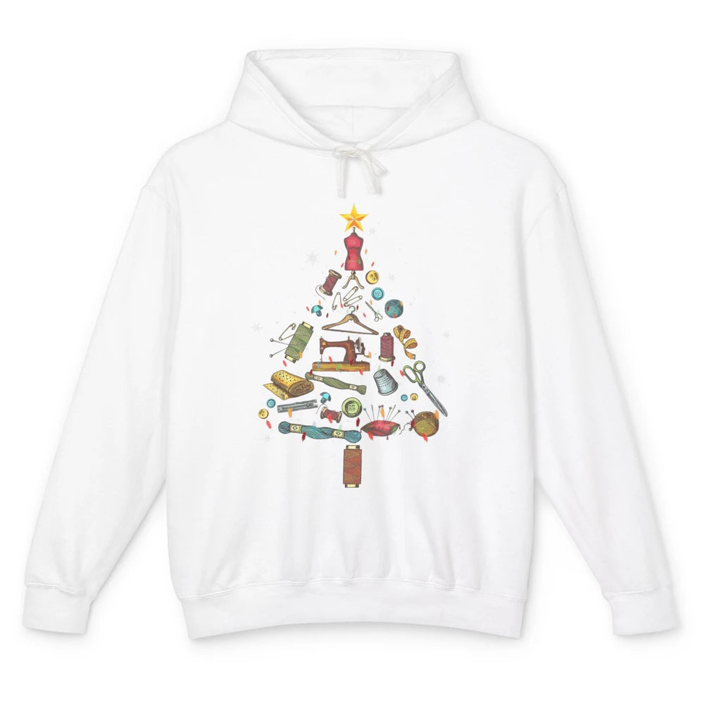 Merry Christmas Sewing Yarn Quilting Xmas Tree Sew Machine Unisex Lightweight Hoodie