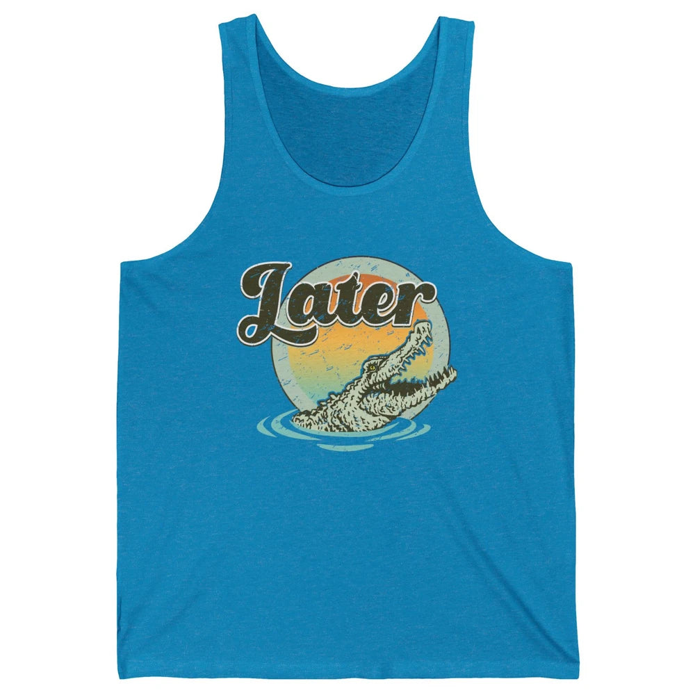 Retro Crocodile Later Take Sunset Nature Lazy Crocodile Gift Unisex Jersey Tank