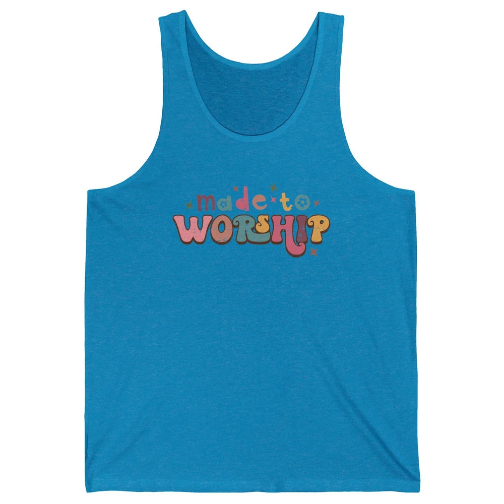 Retro Made To Worship Bible Verse Christian Religious Gift Unisex Jersey Tank