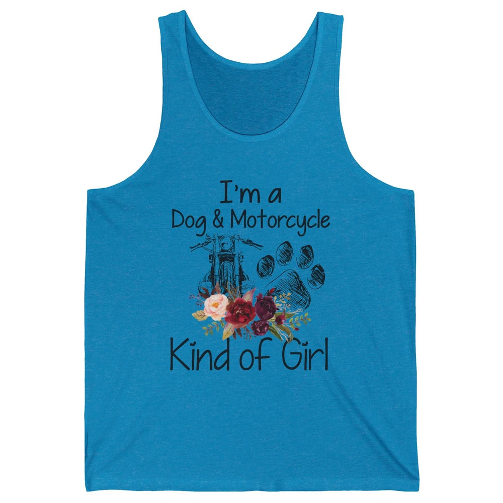 Retro Floral Motorbike I'm Dog Motorcycle Kinda Girl Dog Mom Unisex Jersey Tank