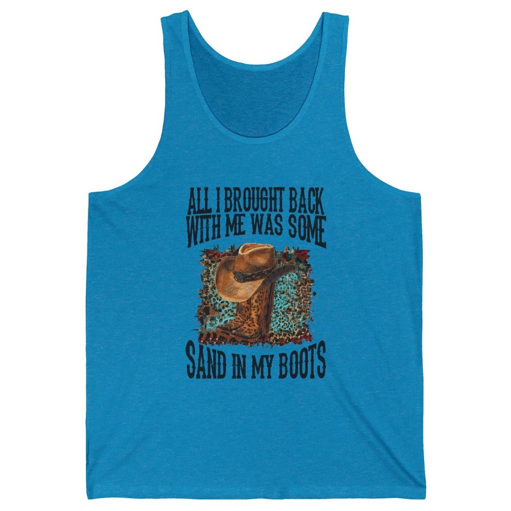 Retro Leopard Sand In My Boots Western Cowgirl Cowboy Hat Unisex Jersey Tank