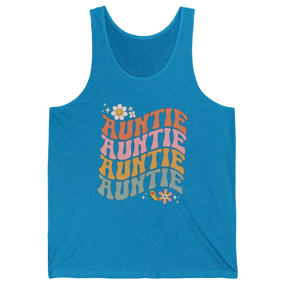 Retro Auntie Hippie Groovy Pregnancy Reveal Positive Mind Unisex Jersey Tank