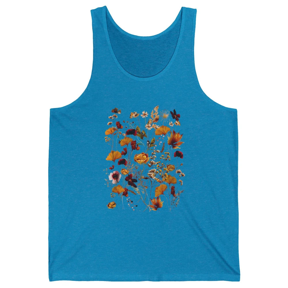 Pressed Flowers Plant Botanical Garden Wildflower Vintage Unisex Jersey Tank
