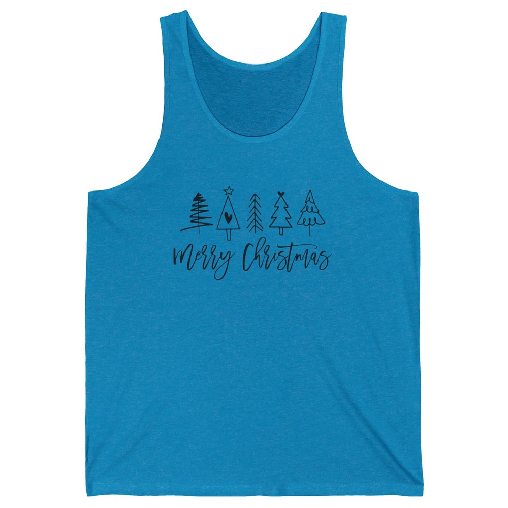 Merry Christmas Tree Heart Doodle Drawing Christmas Costume Unisex Jersey Tank