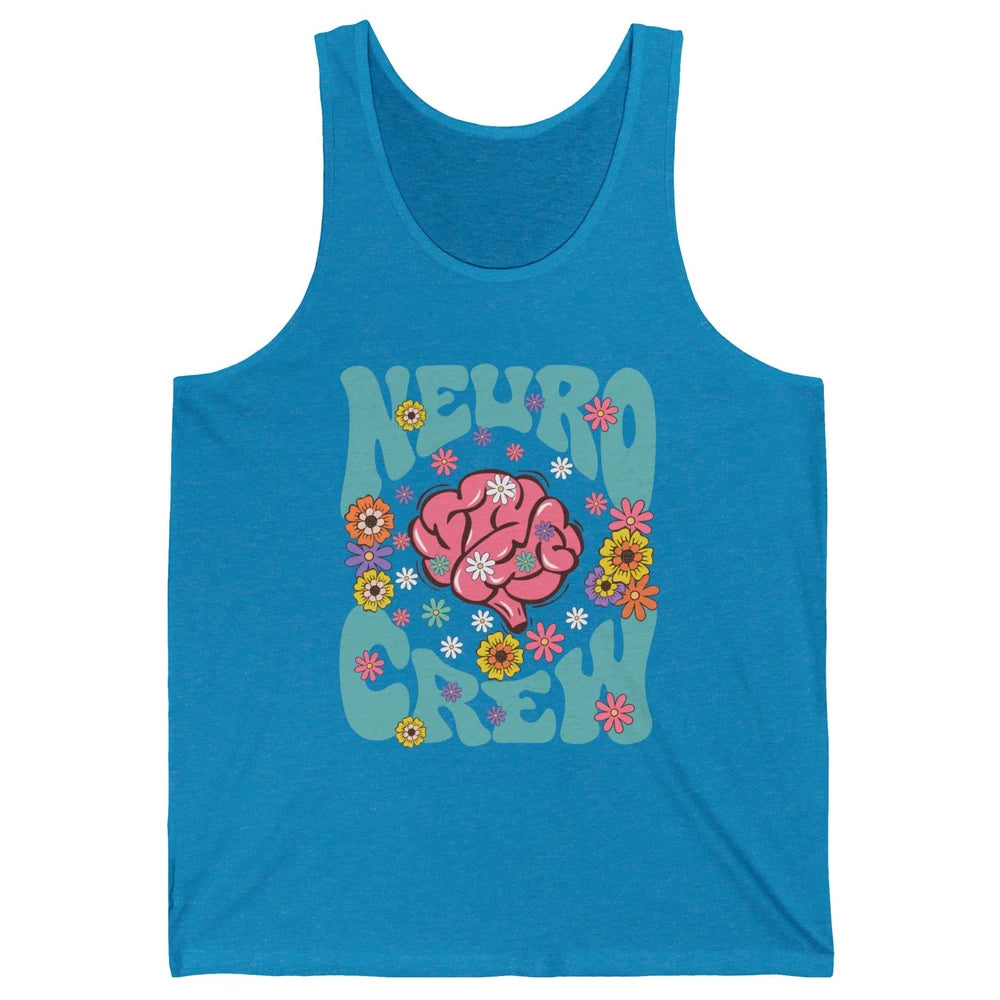 Retro Floral Neuro Crew Nurse Life Neurologist Neuroscience Unisex Jersey Tank