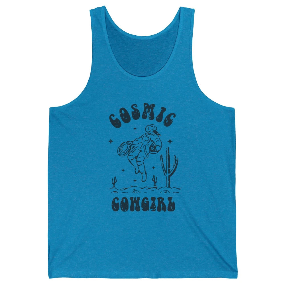 Retro Cowgirl In Space Cosmic Cowboy Western Country Cowgirl Unisex Jersey Tank