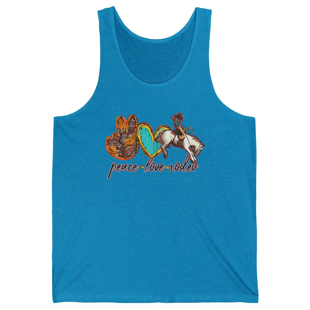 Retro Peace Love Rodeo Cowboy Boots Western Country Cowgirl Unisex Jersey Tank